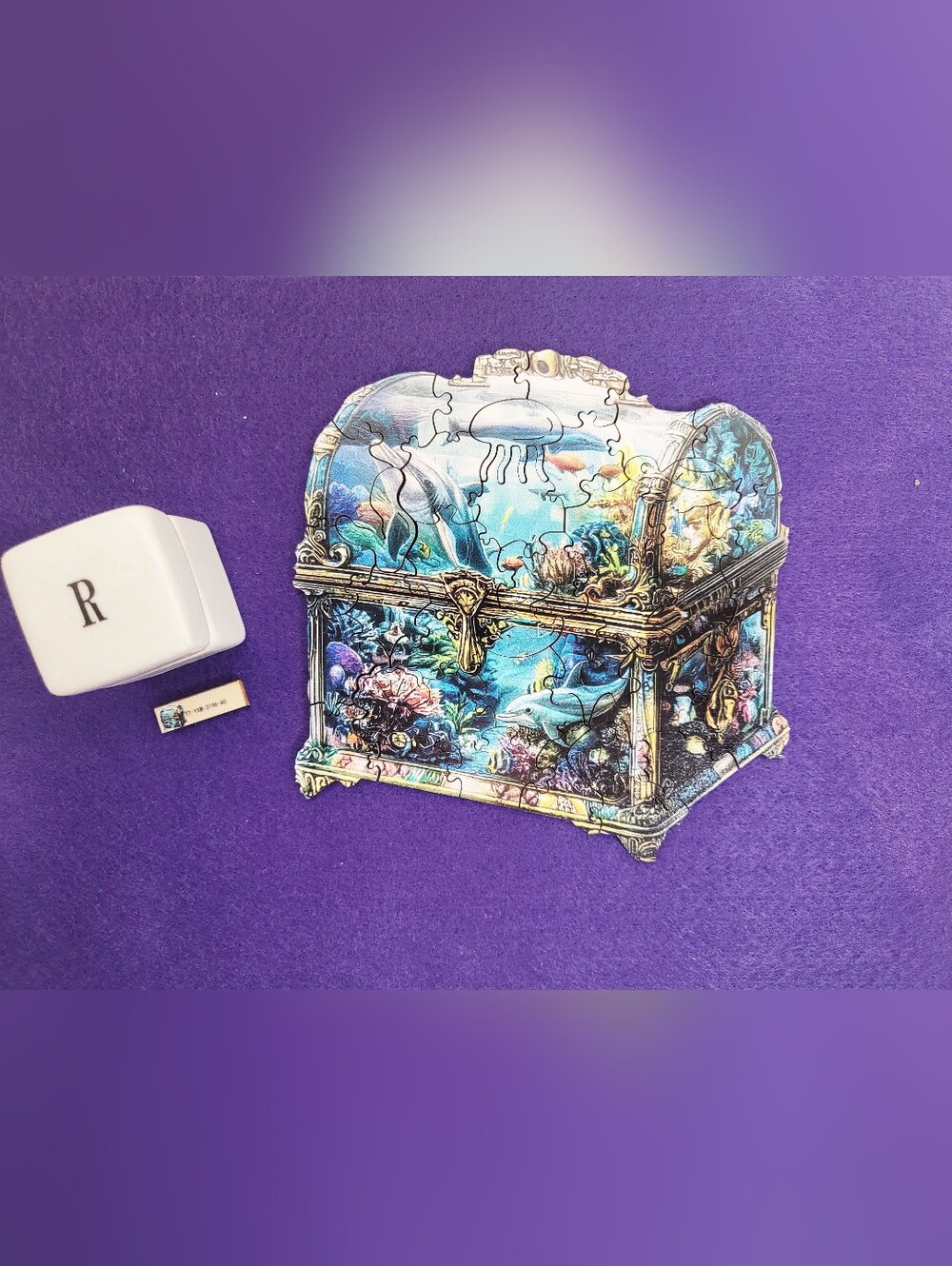 Desktop Ocean Treasure Chest Jigsaw Puzzle Art - With Puzzle Felt